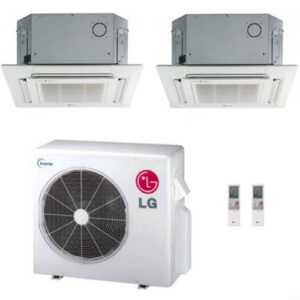 LG 24K BTU Multi F Dual Zone Ceiling-Cassette Ductless Mini-Split Heat Pump System 12K+12K
