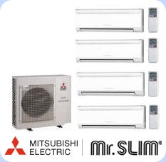 Mitsubishi Ductless Mini Split 16.0 SEER 2 x 9,000 2 x 12,000 BTU/H Cooling & Heating